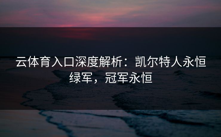 云体育入口深度解析：凯尔特人永恒绿军，冠军永恒  第1张